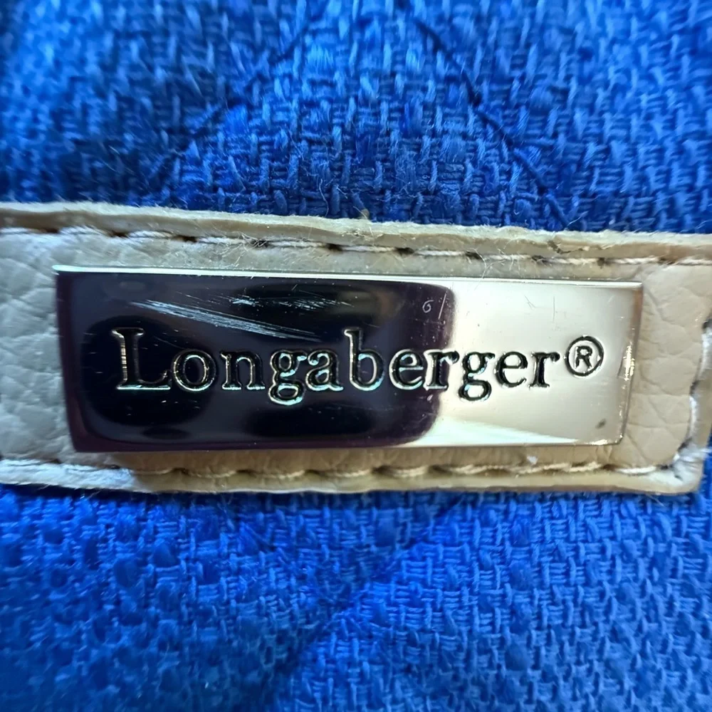 Longaberger Blue and Tan Tote with Nautical Stripes